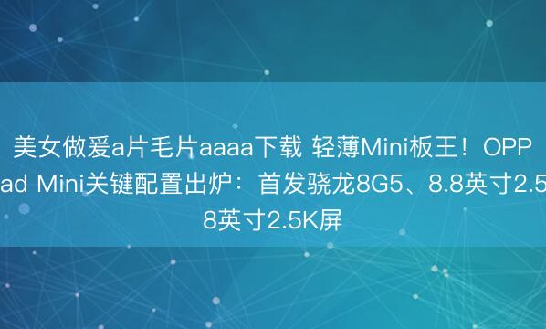 美女做爰a片毛片aaaa下载 轻薄Mini板王！OPPO Pad Mini关键配置出炉：首发骁龙8G5、8.8英寸2.5K屏