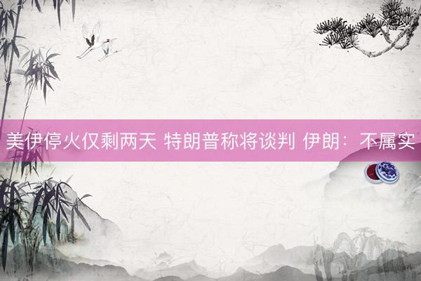 美伊停火仅剩两天 特朗普称将谈判 伊朗：不属实