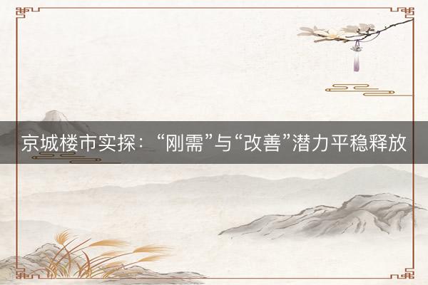 京城楼市实探：“刚需”与“改善”潜力平稳释放