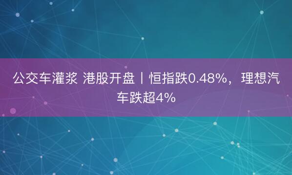 公交车灌浆 港股开盘丨恒指跌0.48%，理想汽车跌超4%