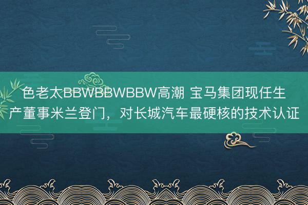色老太BBWBBWBBW高潮 宝马集团现任生产董事米兰登门,对长城汽车最硬核的技术认证