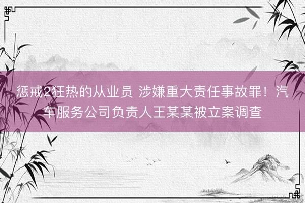 惩戒2狂热的从业员 涉嫌重大责任事故罪！汽车服务公司负责人王某某被立案调查