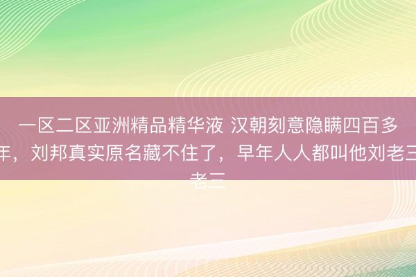 一区二区亚洲精品精华液 汉朝刻意隐瞒四百多年，刘邦真实原名藏不住了，早年人人都叫他刘老三