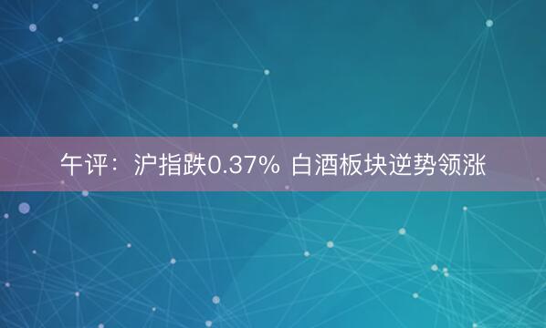 午评：沪指跌0.37% 白酒板块逆势领涨