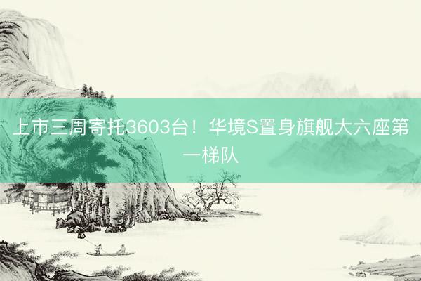 上市三周寄托3603台！华境S置身旗舰大六座第一梯队