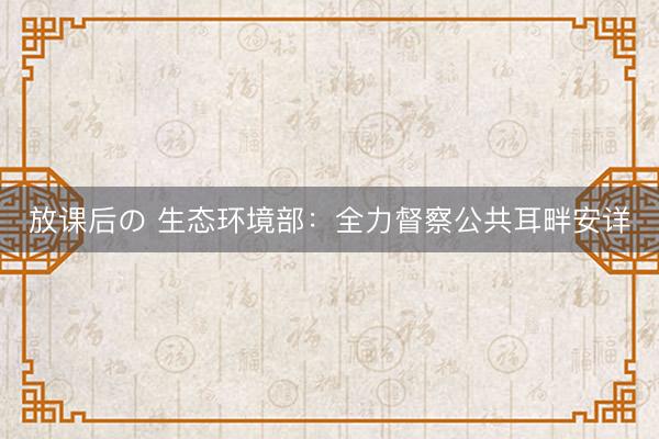 放课后の 生态环境部：全力督察公共耳畔安详