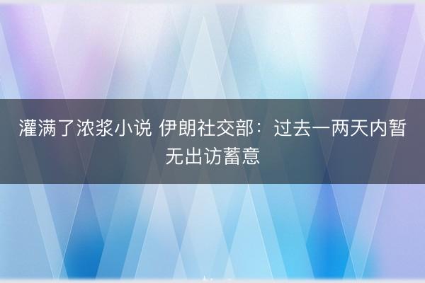 灌满了浓浆小说 伊朗社交部：过去一两天内暂无出访蓄意