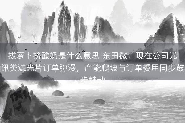 拔萝卜挤酸奶是什么意思 东田微：现在公司光通讯类滤光片订单弥漫，产能爬坡与订单委用同步鼓动