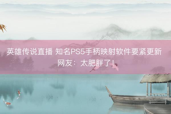 英雄传说直播 知名PS5手柄映射软件要紧更新 网友：太肥胖了！