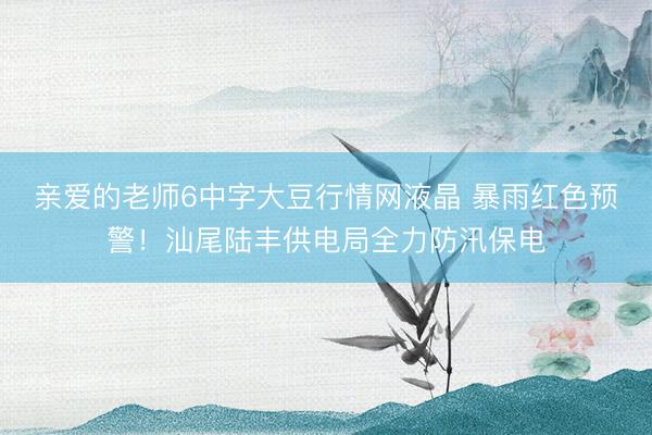 亲爱的老师6中字大豆行情网液晶 暴雨红色预警！汕尾陆丰供电局全力防汛保电