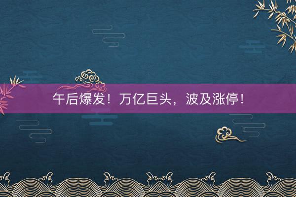 午后爆发!万亿巨头,波及涨停!