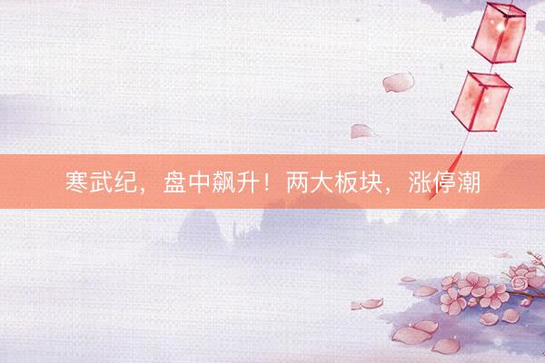 寒武纪，盘中飙升！两大板块，涨停潮